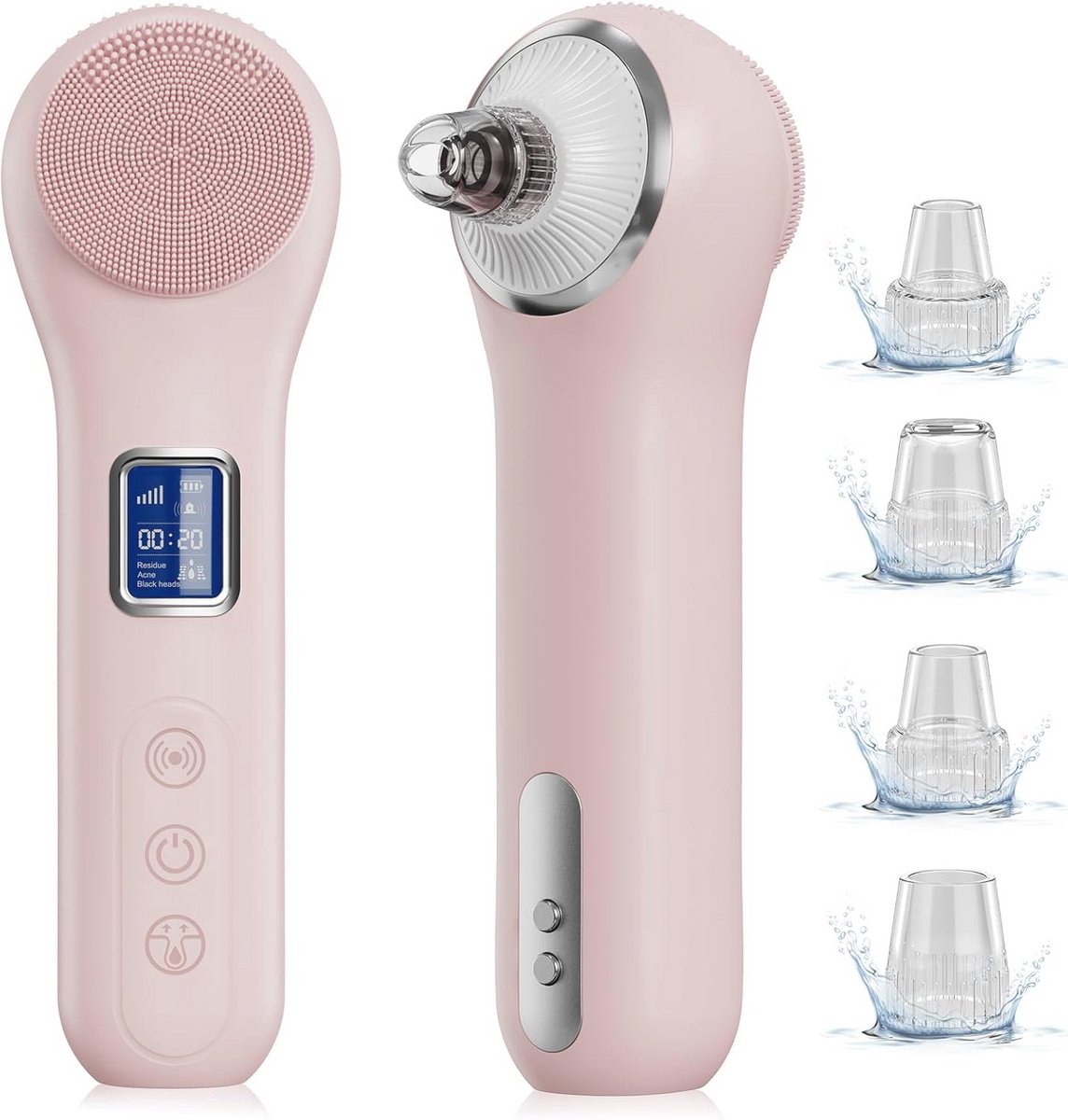 2-in-1 Gezichtsreinigingsborstel en Mee-eterzuiger met 5 Vibratiemodi en IPX7