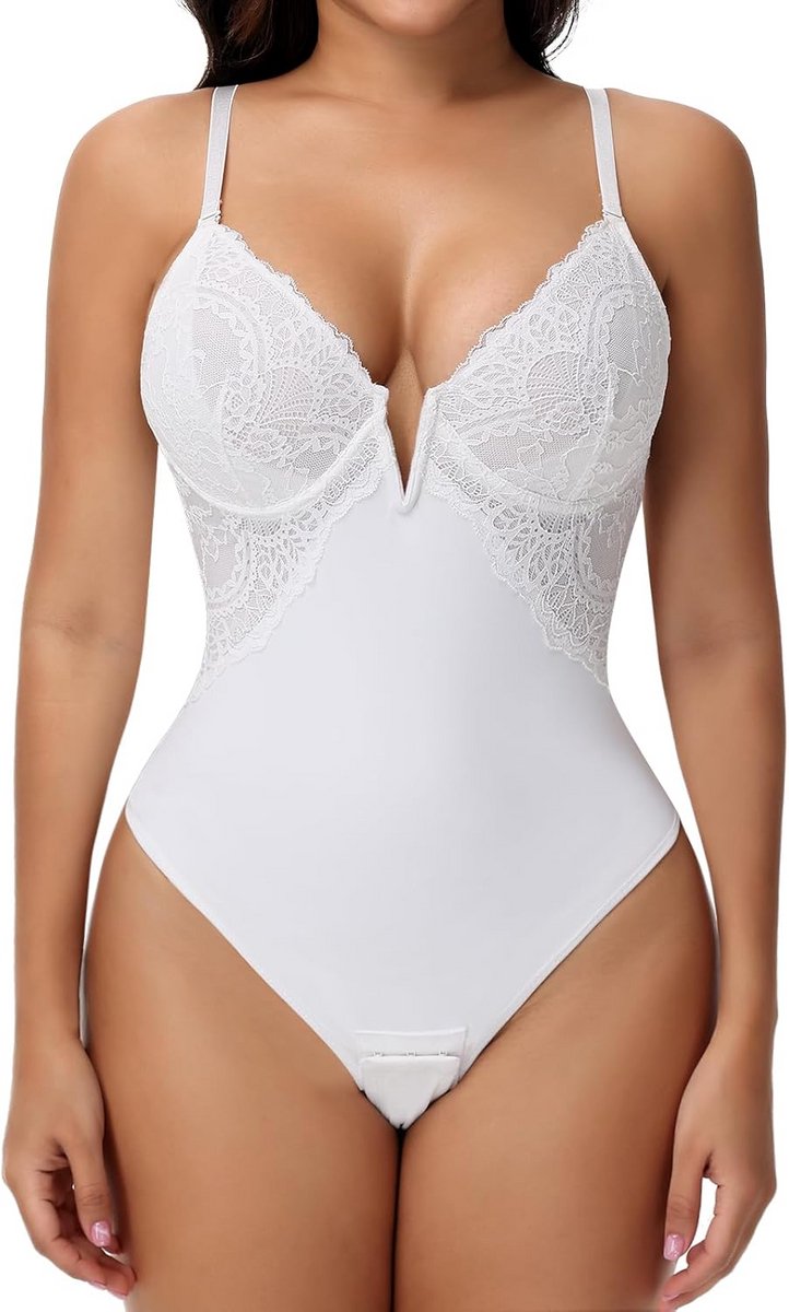 Figuurvormende Body met Kant en Beugel - Taille & Buik Weg Corrigerend Ondergoed