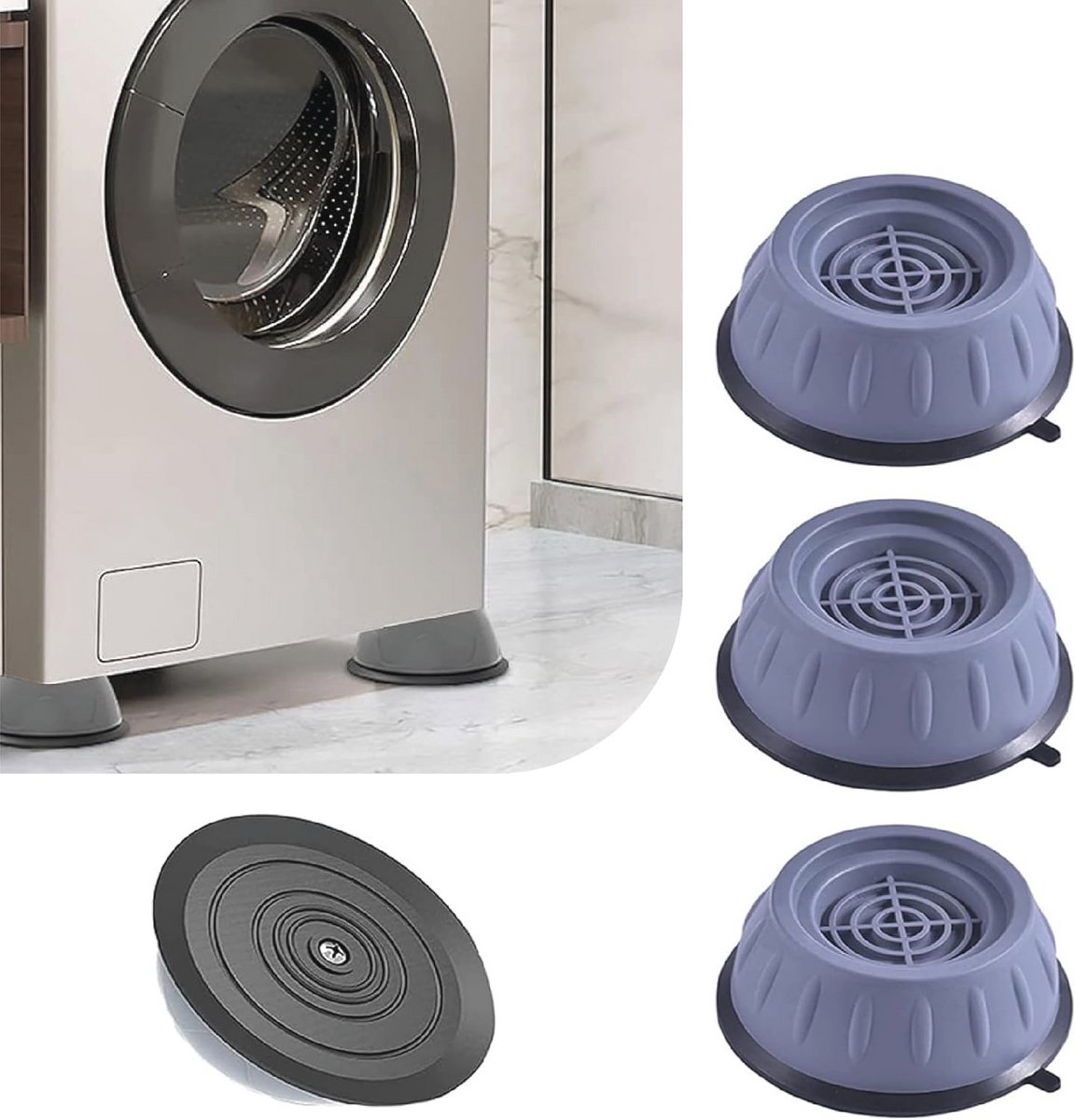 Universele schokdempers voor wasmachines en drogers - Antivibratie voeten - 4 stuks