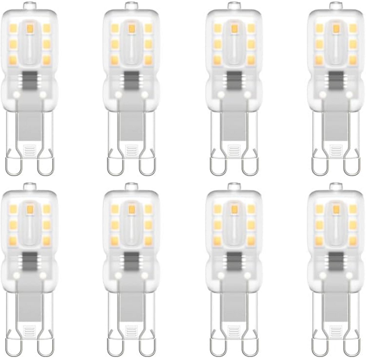 Set van 8 G9 LED Lampen 3W - 30W Equivalent - Niet Dimbaar - Warm Wit 3000K Licht