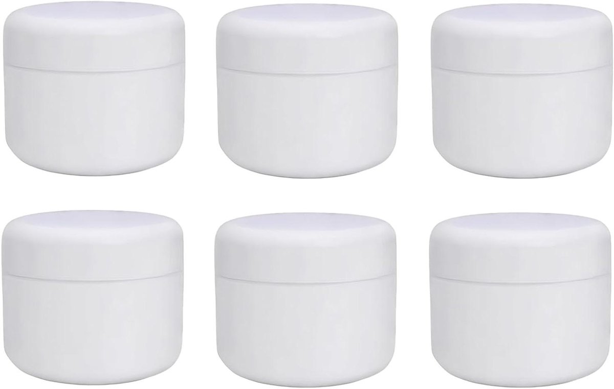 Allecta - Witte plastic opslagcontainers 250ml - Lekvrij - Make-up en kruiden opslag