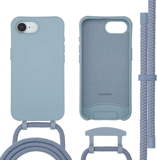 imoshion Hoesje - Geschikt voor iPhone 17e / 16e - Color Backcover met afneembaar koord geschikt voor MagSafe - Ash Blue