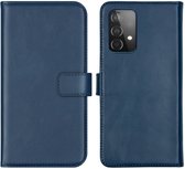 Selencia Hoesje - Geschikt voor Samsung Galaxy A52 (4G) / A52s / A52 (5G) - Echt Lederen Bookcase - Blauw