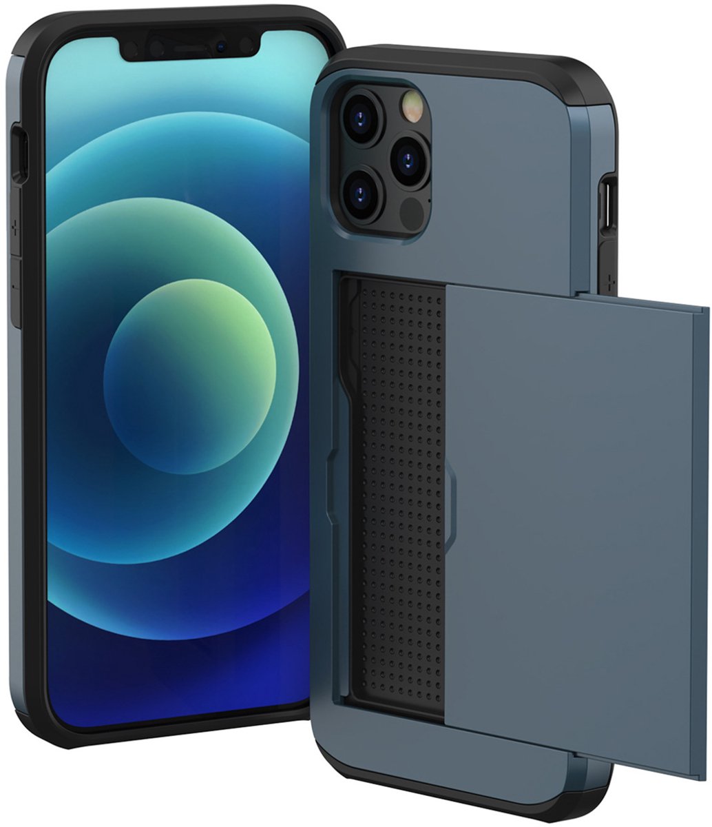 imoshion Hoesje met Pasjeshouder - Geschikt voor Apple iPhone 12 Pro / 12 - Donkerblauw
