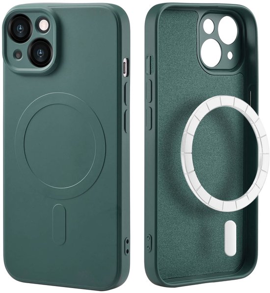 iMoshion Coque en Siliconen pour iPhone 14 – Coque arrière couleur iMoshion adaptée pour MagSafe – Vert foncé