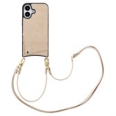 Coque Selencia pour iPhone 16 Coque avec porte-cartes - Selencia Nova Croco Coque arrière avec cordon et porte-cartes - Beige