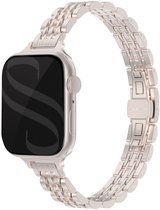 Slim Steel schakel bandje - Geschikt voor Apple Watch 1, 2, 3, 4, 5, 6, 7, 8, 9, 10, 11 (42 mm), SE - 38/40/41 mm - Sterrenlicht
