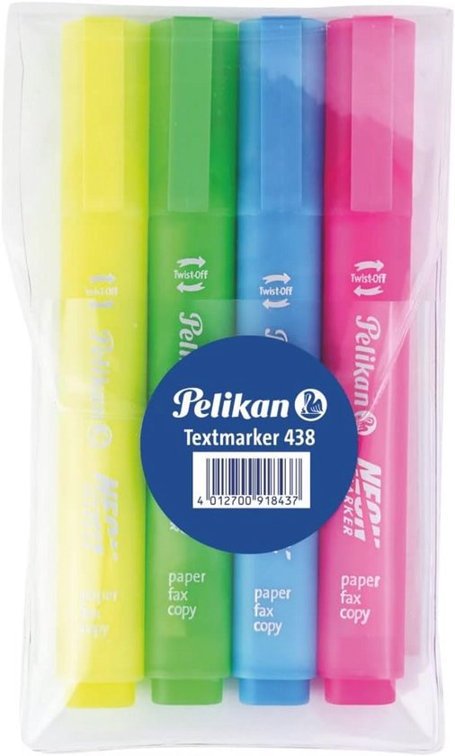 Textmarker Set met 4 Neon Kleuren - Hoogwaardige Fluorescente Markers | bol
