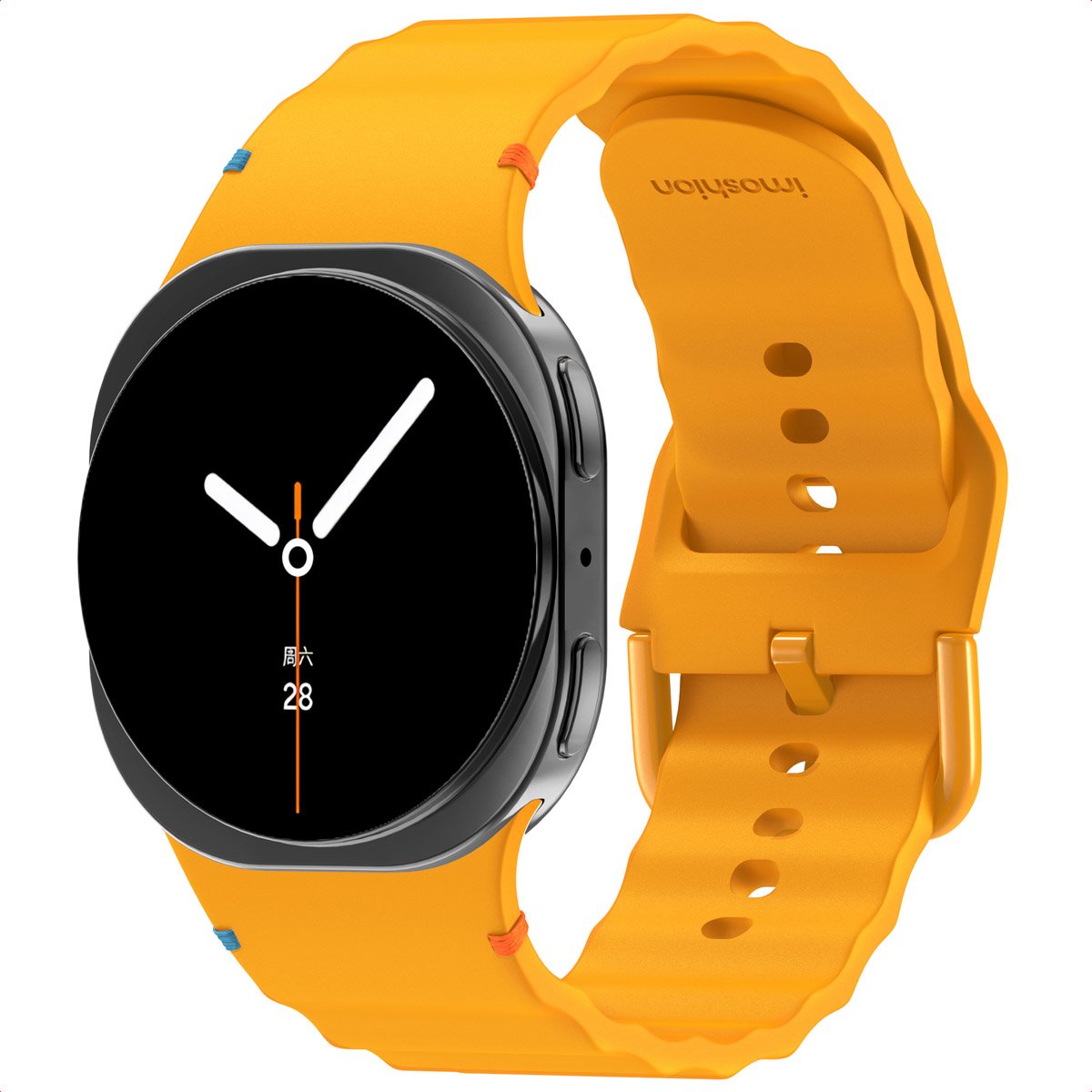 Wave Siliconenband - Geschikt voor Samsung Galaxy Watch 8 (40/44mm) / Classic (46mm) - Geel