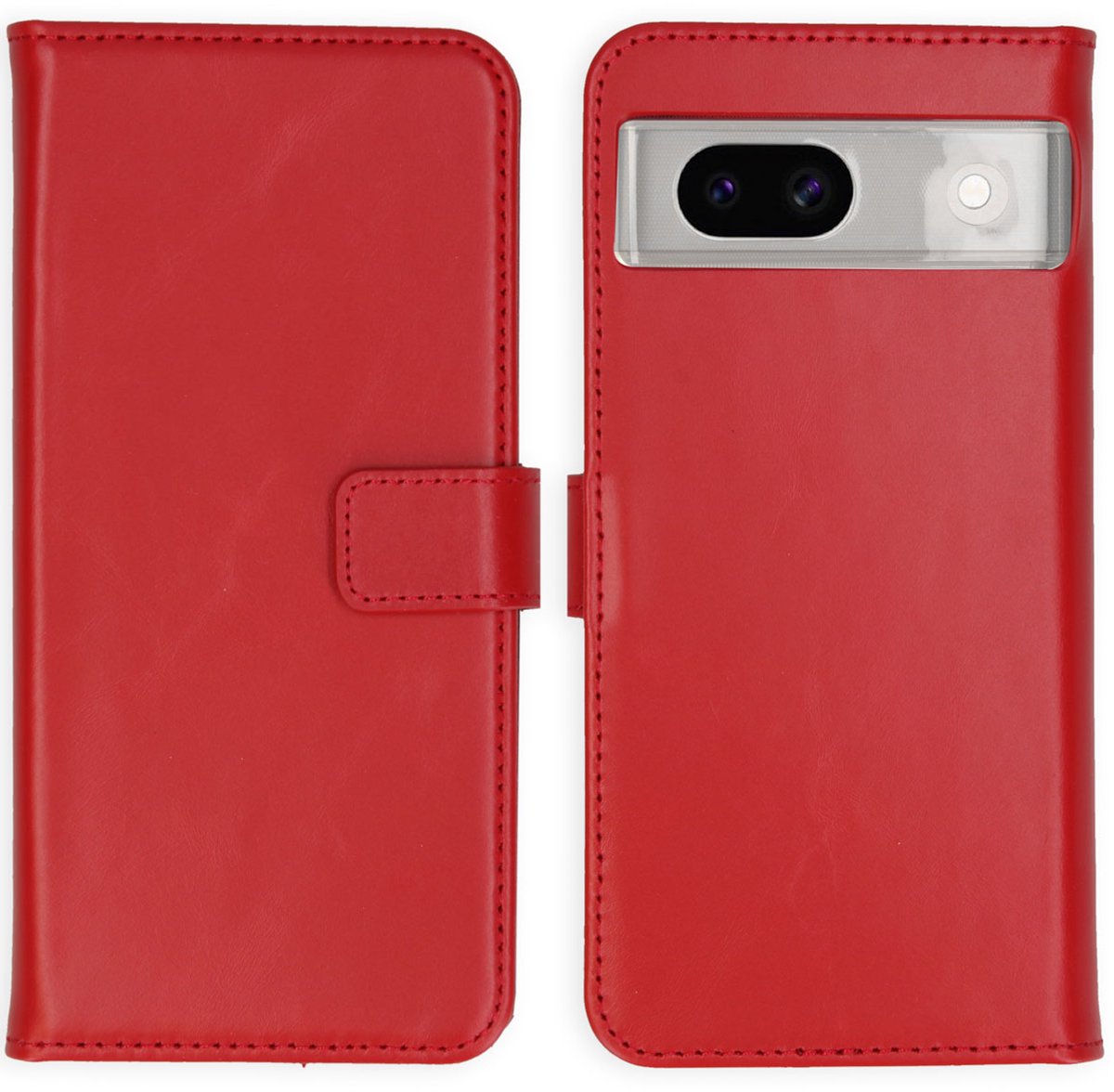 Selencia Hoesje - Geschikt voor Google Pixel 8a - Echt Lederen Bookcase - Rood