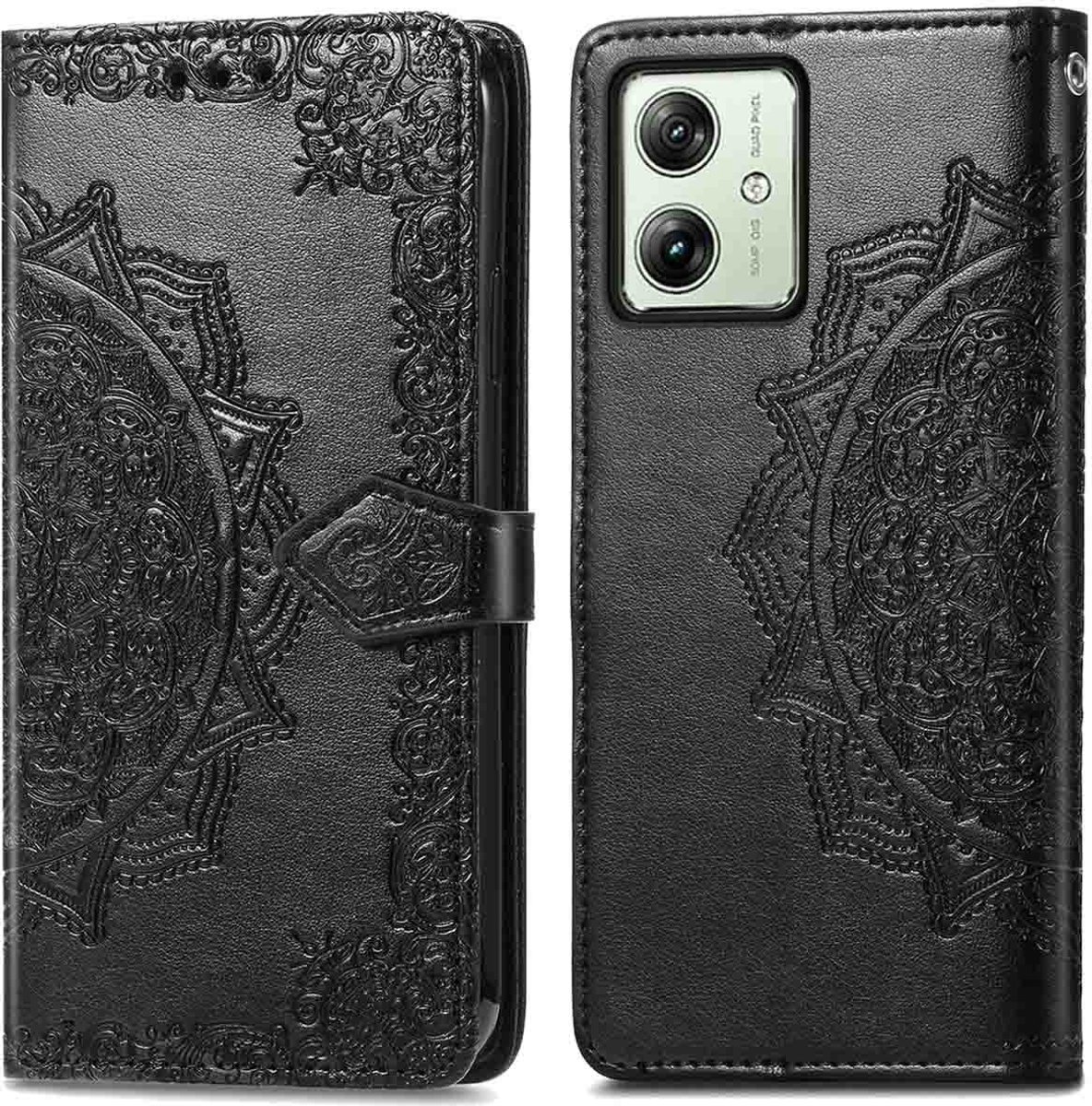 imoshion Hoesje - Geschikt voor Motorola Moto G54 - Mandala Bookcase - Zwart