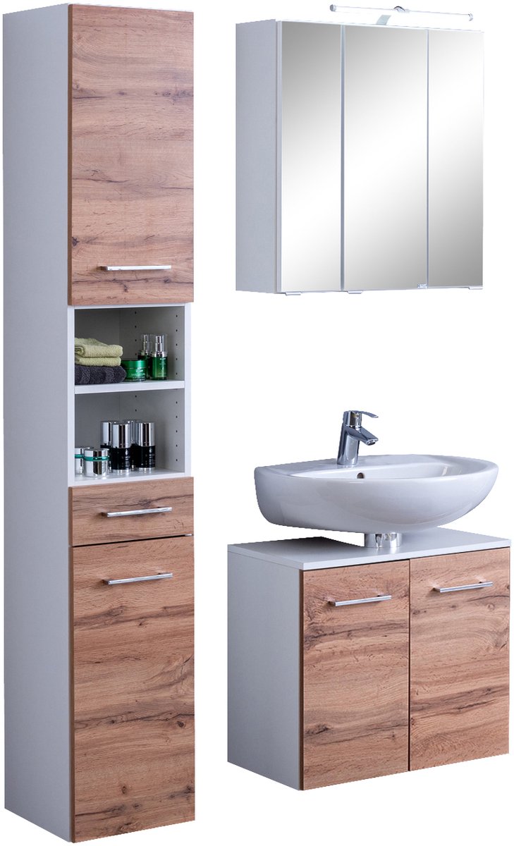 Held Möbel 3-delige onderbakset 90 cm Paris Wotaneik wit 90x200x35 cm