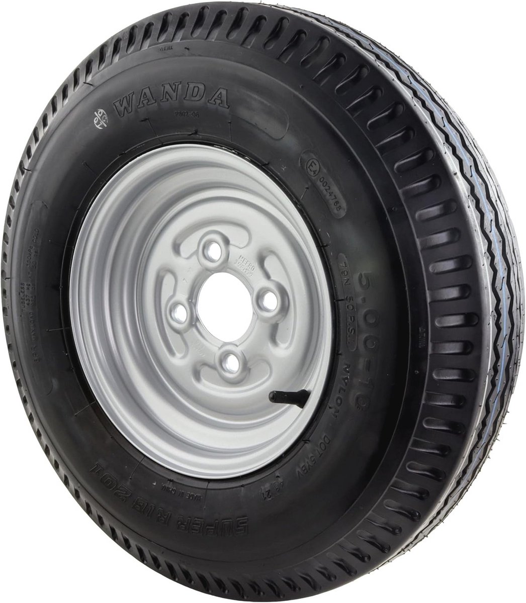 Compleet wiel 5.00-10 4PR voor aanhangers - 10 inch velg