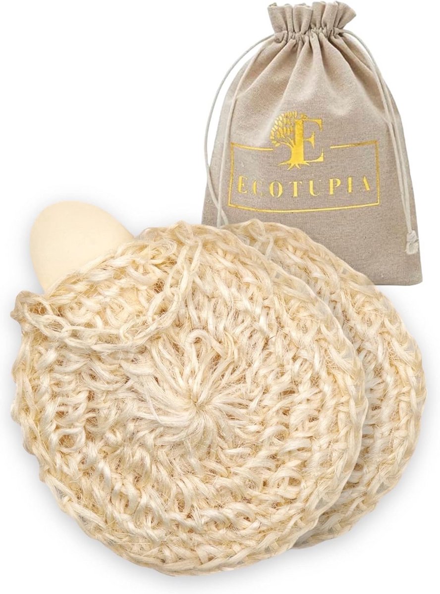 Natuurlijke Sisal Loofah - Handgeweven Douche Luffa voor Exfoliatie - Duurzame Body Scrubber - Zero-Waste Zeepzakje