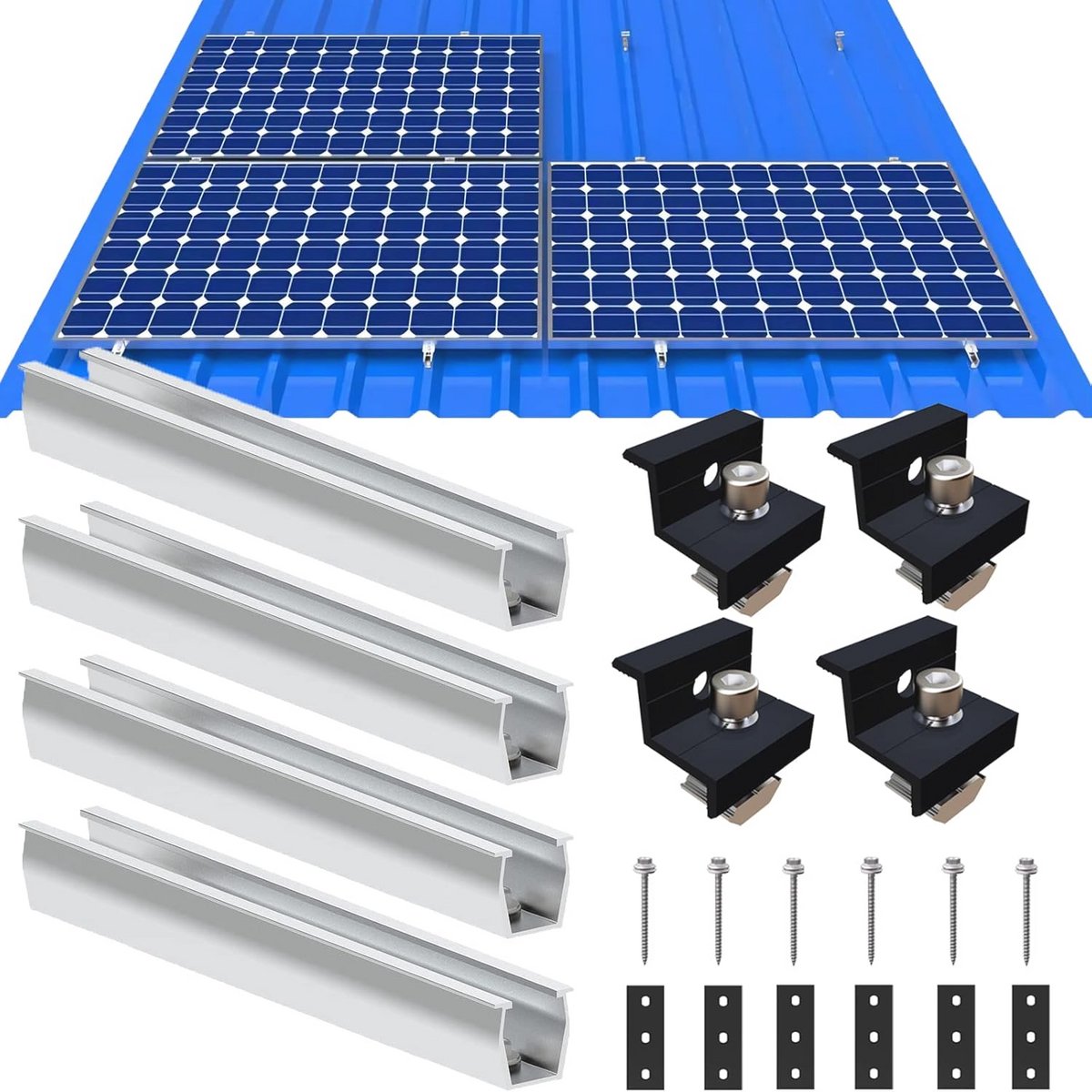 Montageset voor Zonnepaneelhouder - Verstelbare Aluminium Klem voor Plat en Trapeziumdak