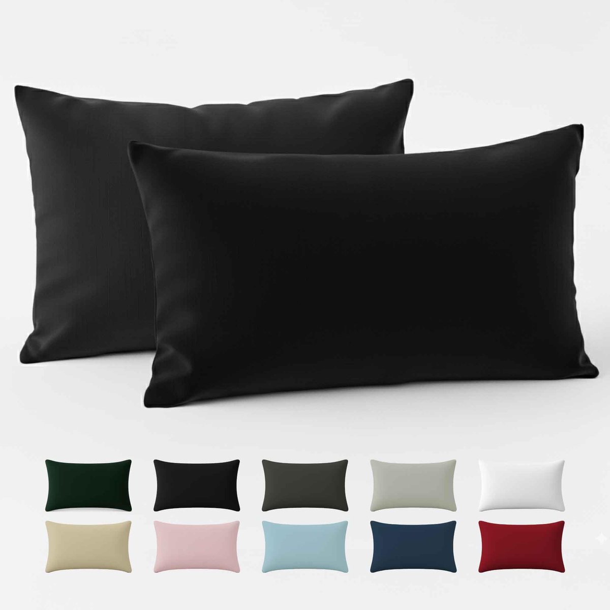 Unyqoos® Black Pillowcases Set of 2 in Breathable Cotton for Optimal Comfort