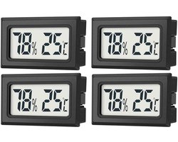 JEDEW Set van 4 digitale mini-thermometer-hygrometer, indoor temperatuur- en luchtvochtigheidsmeter voor binnen, broeikas, luchtbevochtiger, reptielen, groot lcd-scherm, centigraden ℃ (4)