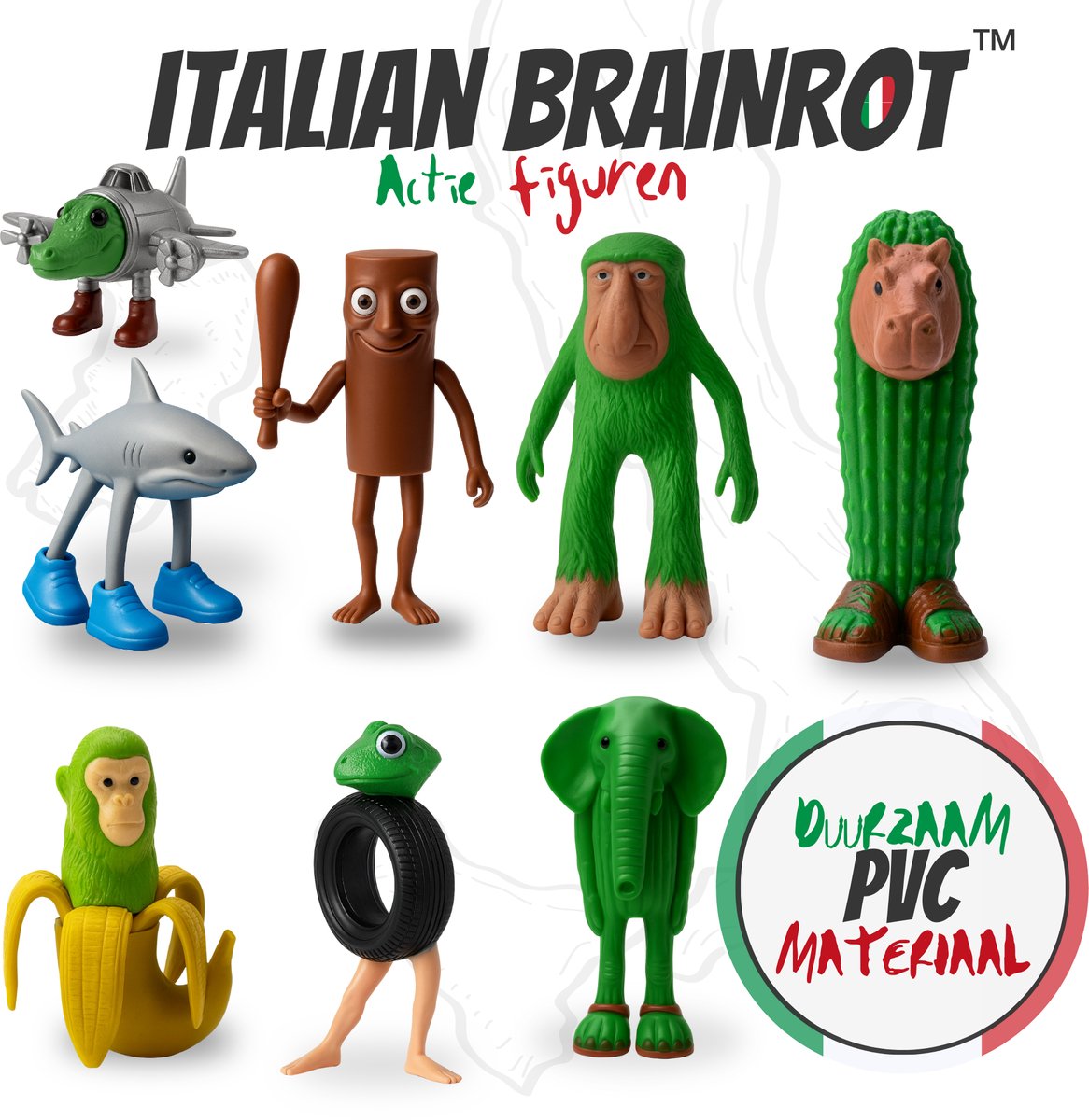 Ywwltt Figurine Tralalero Tralala – Tung Tung Tung Sahur – Mème Viral Italien, Impression 3D En Polyrésine, Déco Et Cadeau Fan
