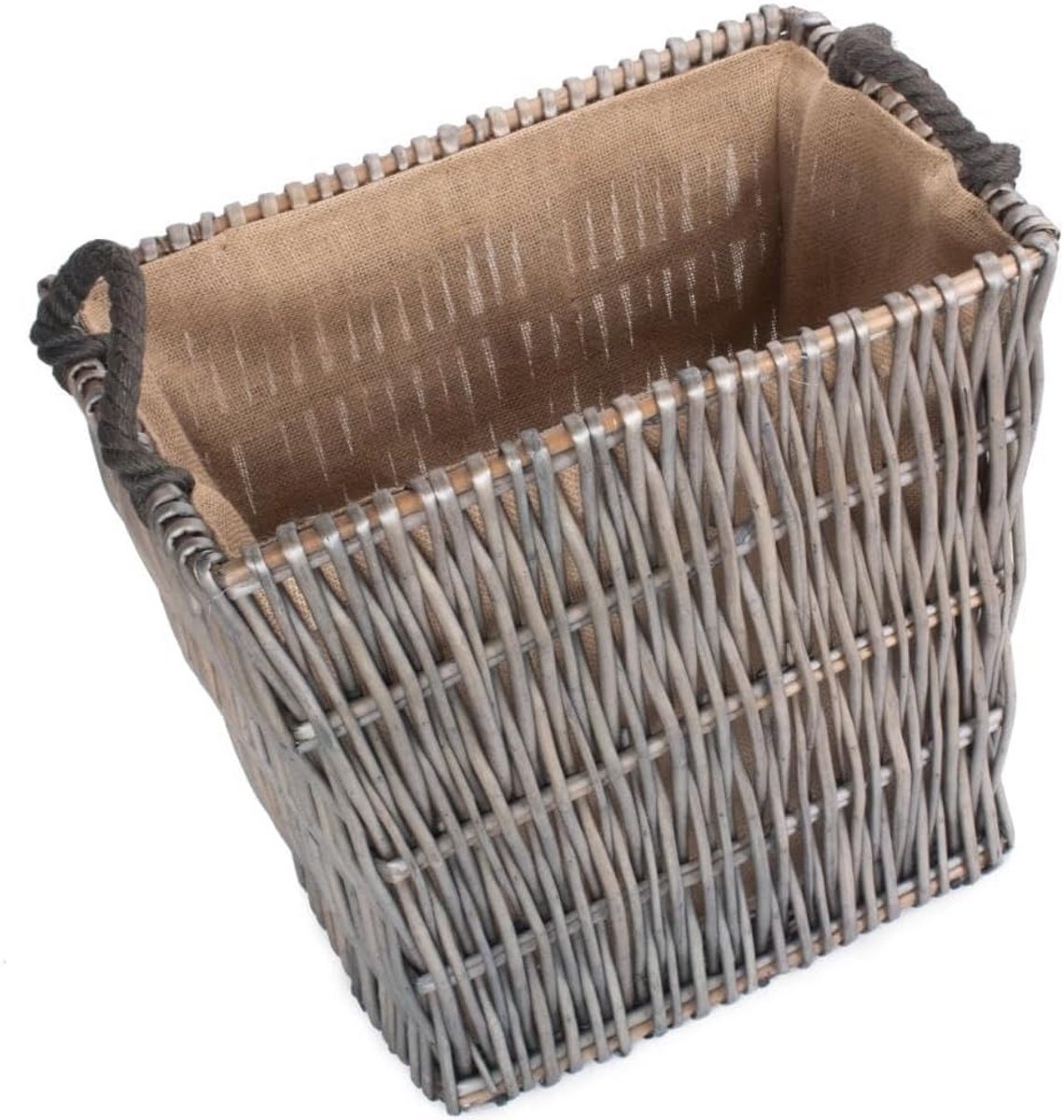 Grote Grijze Rechthoekige Wicker Log Mand - Bruin - 56 x 37 x 50 cm
