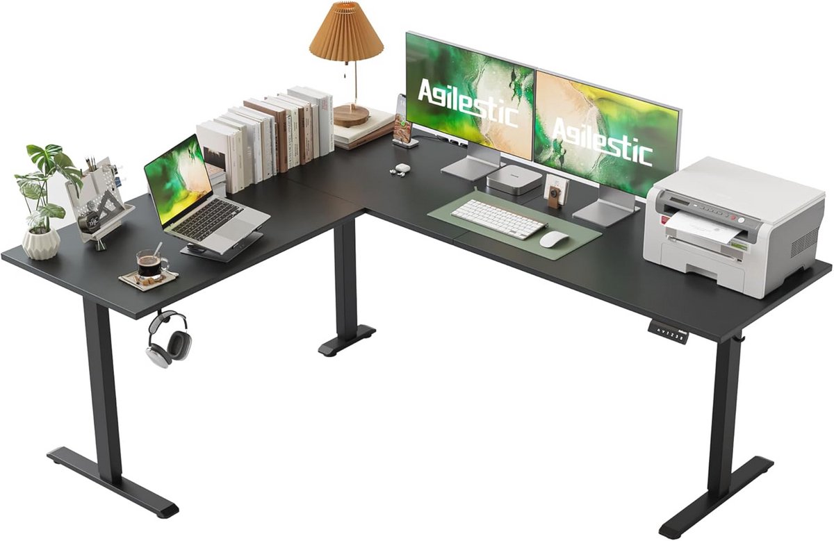 L-vormig in hoogte verstelbaar bureau - Ergonomisch zit-sta tafel voor optimale werkplek