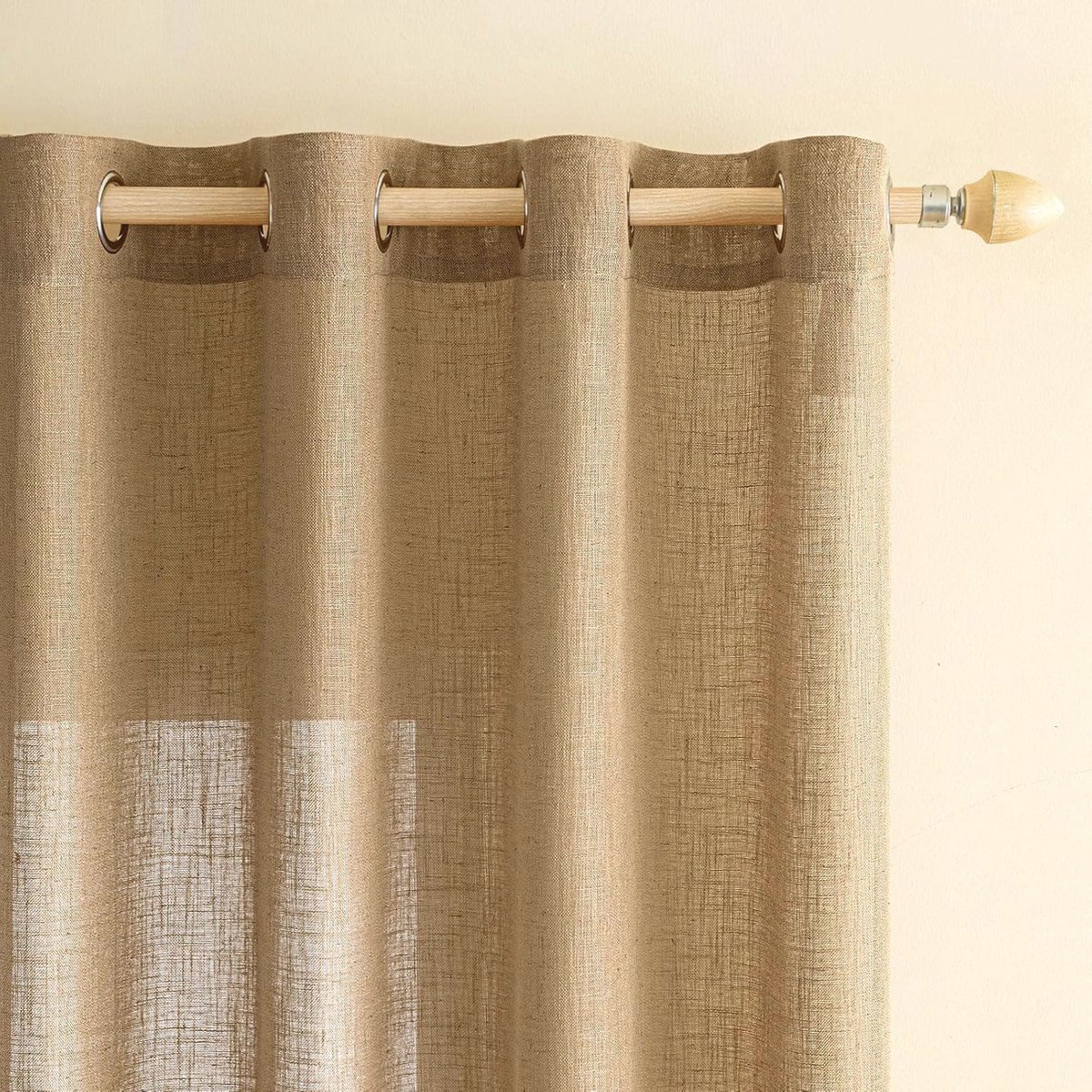 Linnen Gordijnen met Oogjes - Half-Transparante Voile Set van 2 (140 x 175 cm) - Modern en Decoratief voor Woonkamer en Kinderkamer