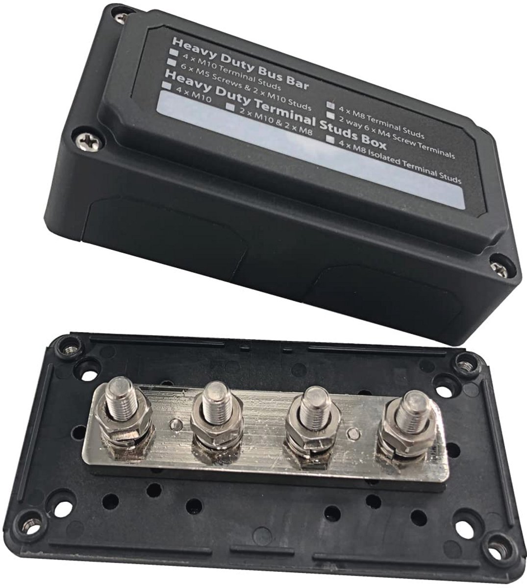 Verzamelrailkast 300A voor 12V - 48V DC, Heavy Duty, 4 x M8