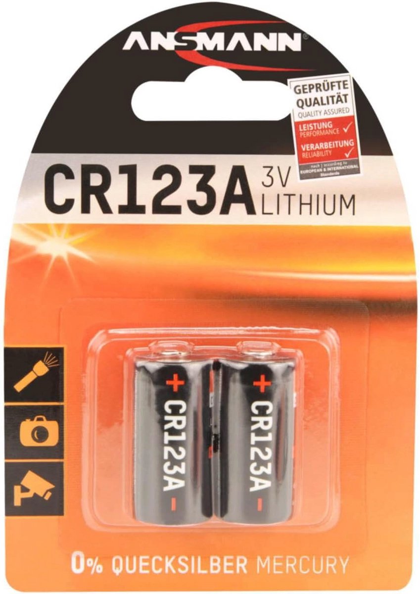 Lithium batterij CR123A/CR17335 - Zwart