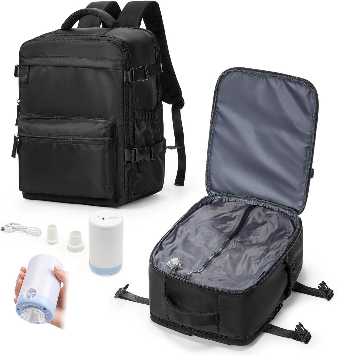 Vakuum Opbergtas Rugzak 40x30x20 Handbagage met Luchtdichte Pomp - Waterdicht
