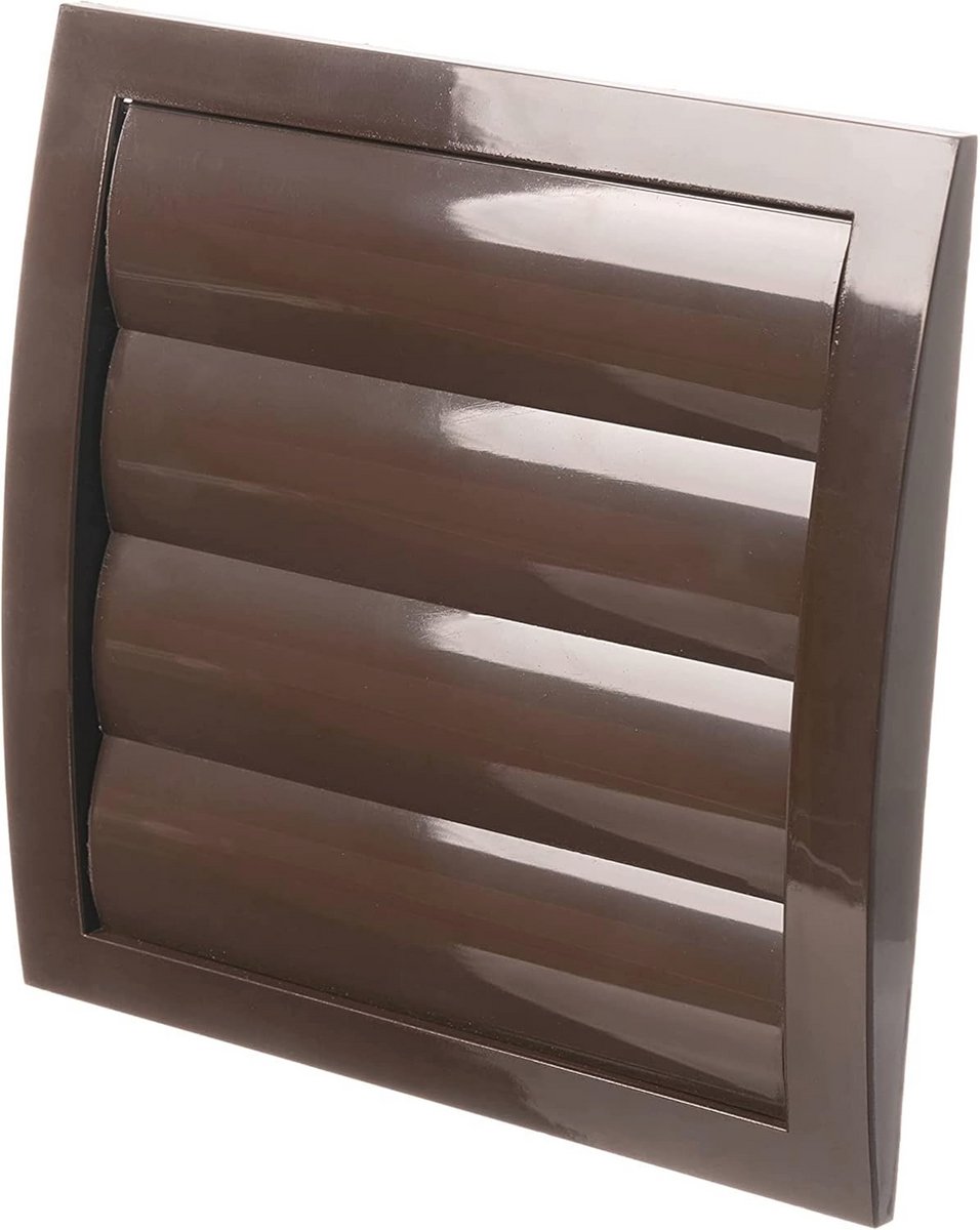 Bruin Ventilatierooster 190x190mm met Lamellen en Insectenbescherming - Kunststof Afsluitrooster