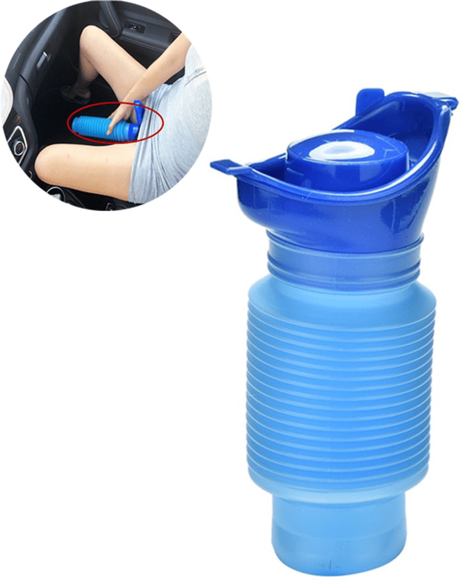 VCTparts® Opvouwbare Hygiënische Urinefles Afsluitbaar voor Vrouwen 750ml Blauw