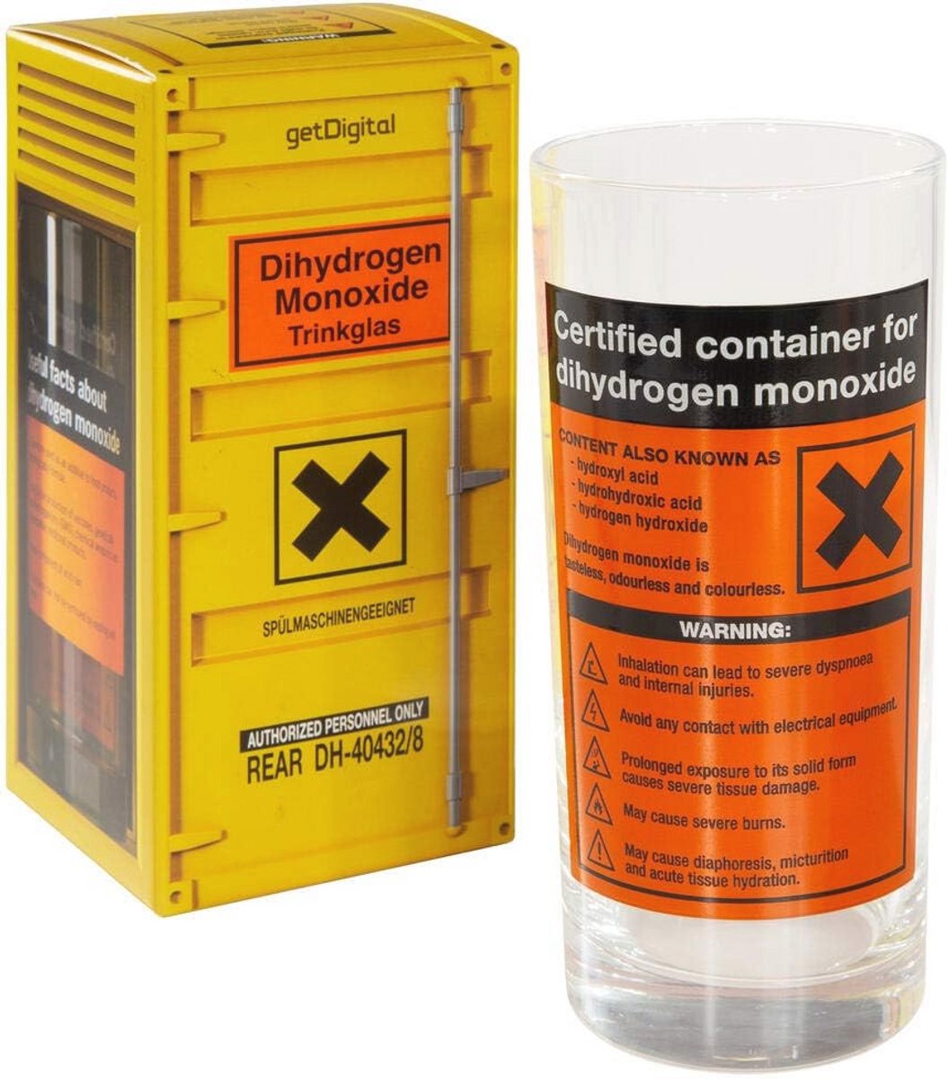 Dihydrogen Monoxide Drinkglas - Chemisch Ontwerp met Waarschuwingslabel - 400 ml