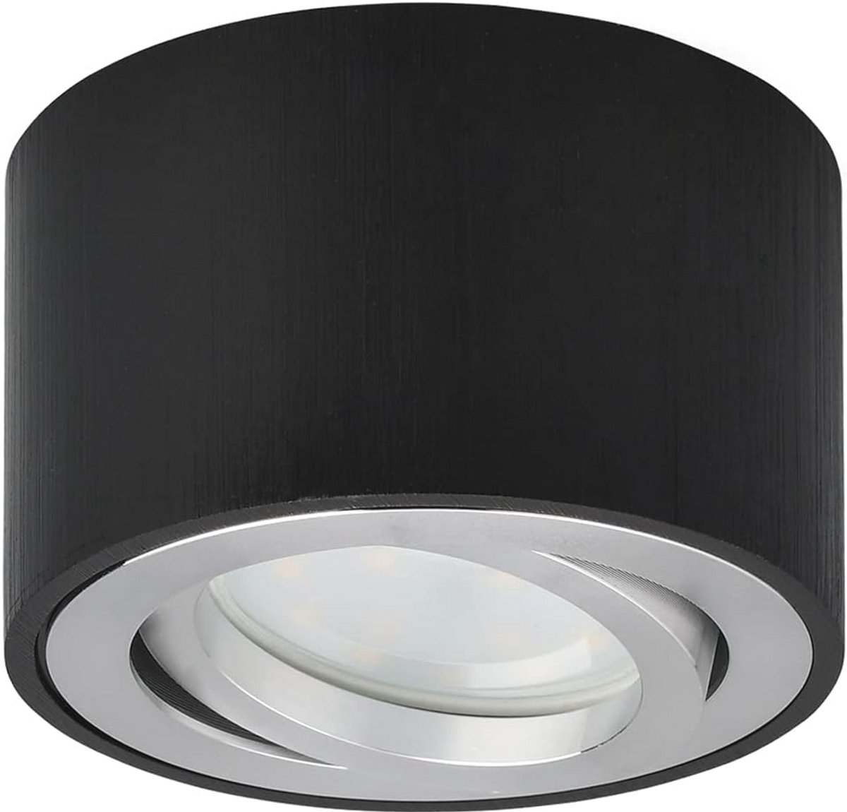 Draaibare LED Plafondlamp - 5W Warmwit, Ø80mm, Zwart, IP44