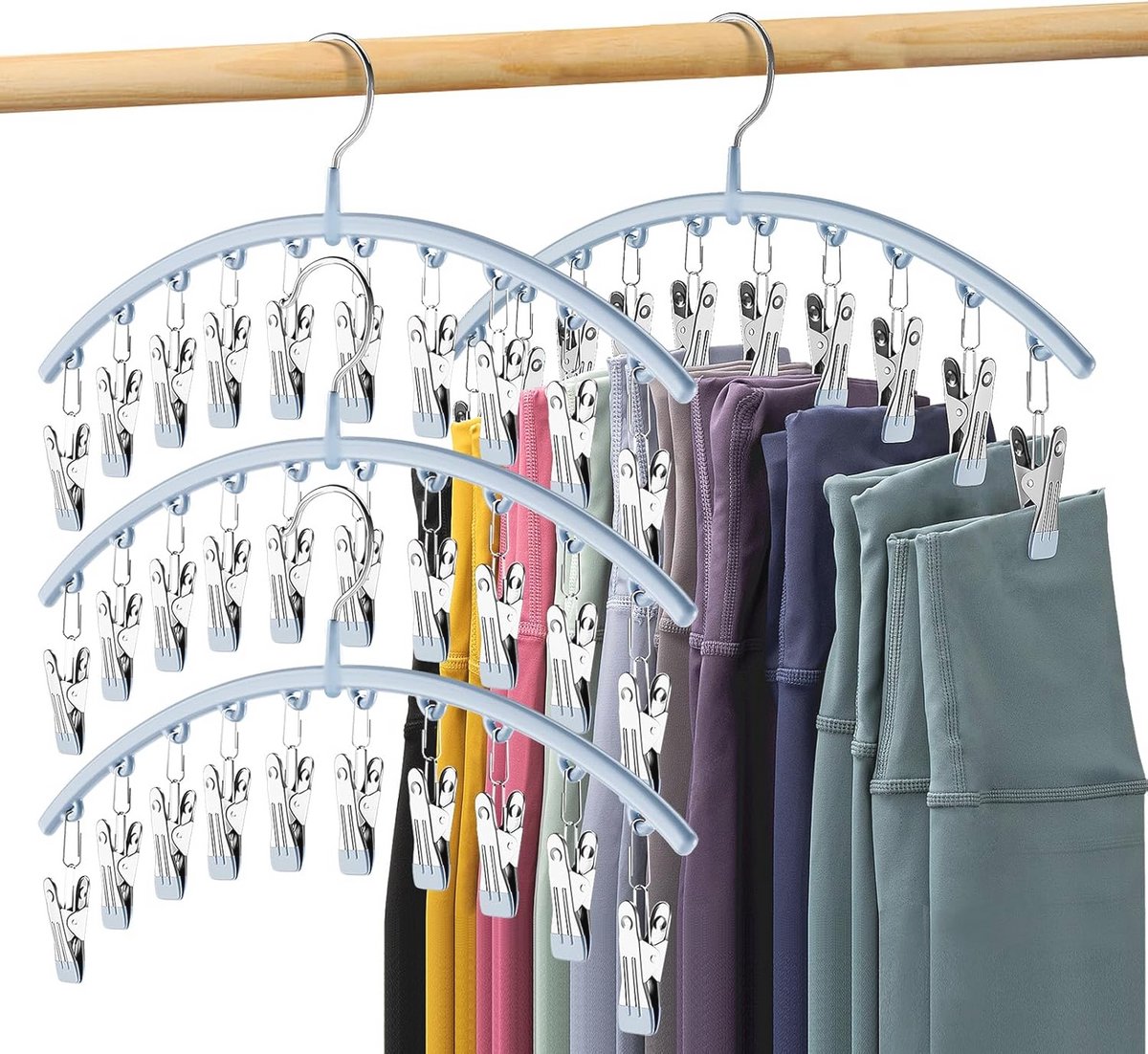 Ruimtebesparende Legging Organizer met Clips voor Kast - 4 Stuks