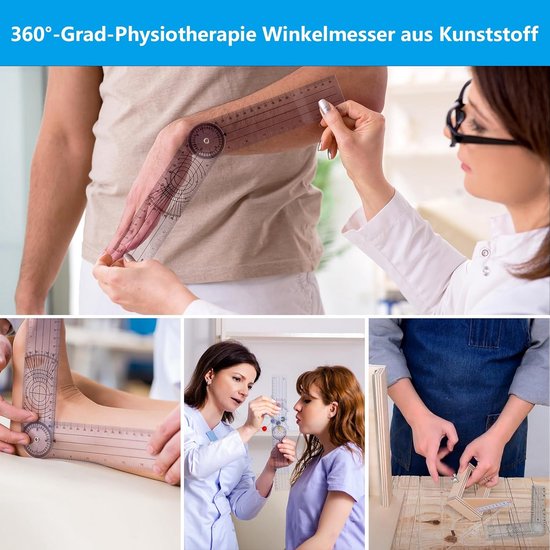 KAPSING 2er Set Winkelmesser 360° – Transparentes Goniometer Für Physiotherapie & Rehabilitation