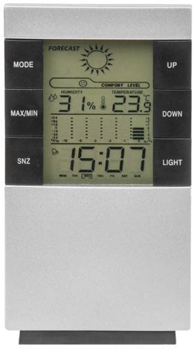 6 functies weerstation met digitale thermometer en hygrometer voor binnen