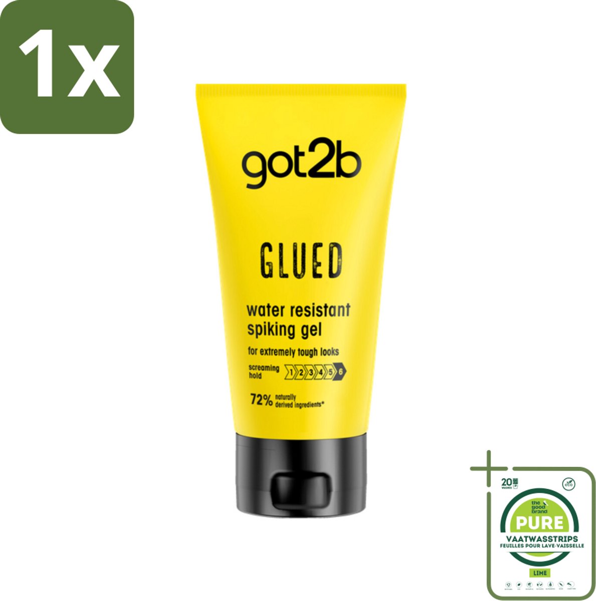 1 x Got2B - Styling Gel - Glued - 150 ml - Haarkleur - Haartype - Stijl - Fixatie - Hold