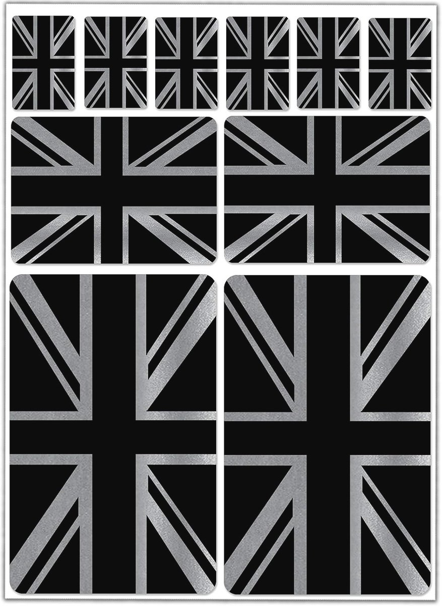Set van 10 Vinyl Stickers - UK Union Jack Vlag voor Auto en Motorhelm