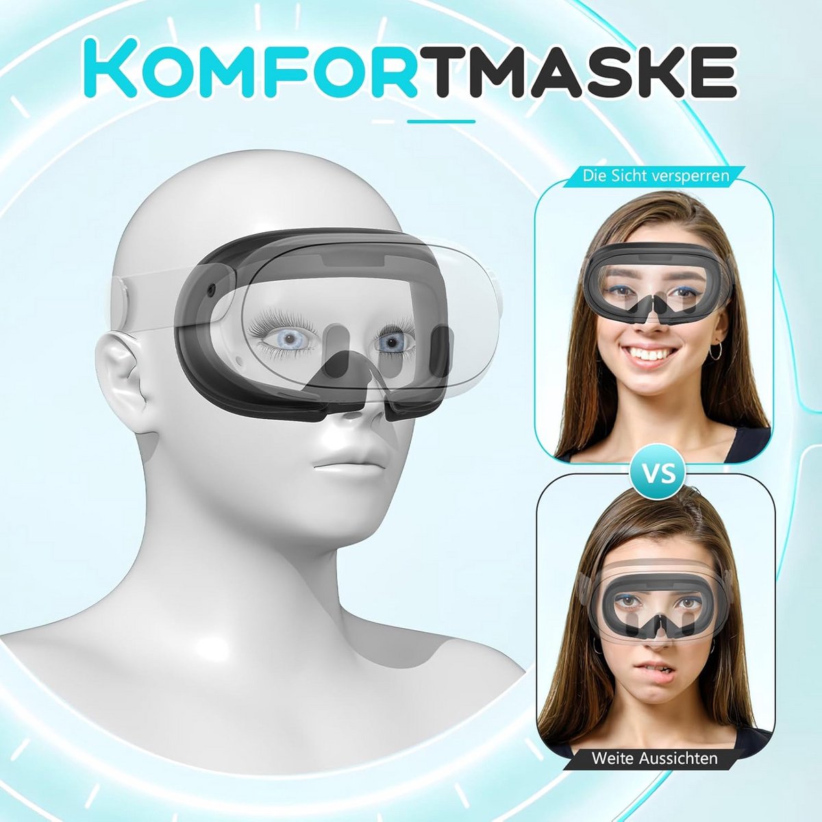 Siliconen Oogmasker voor VR, Zweetbestendig en Lichtdicht, Comfortabel VR-accessoire voor Meta Quest 3 (Zwart) thumbnail 3