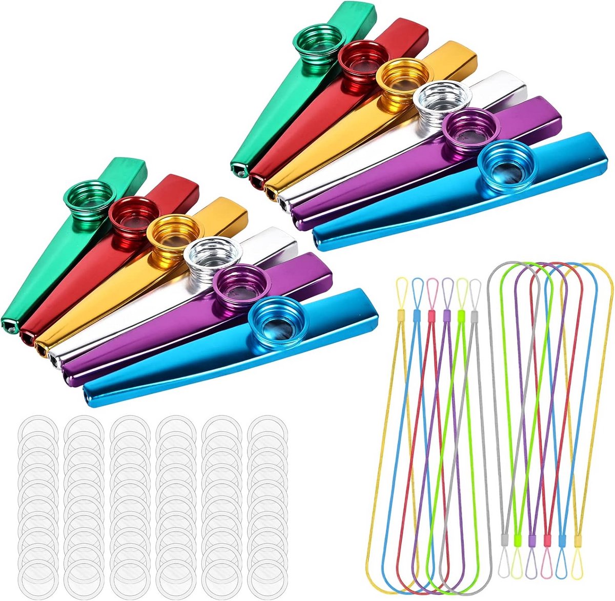 Kazoo-instrumenten set voor kinderen - 12 stuks, 60 membranen & koorden