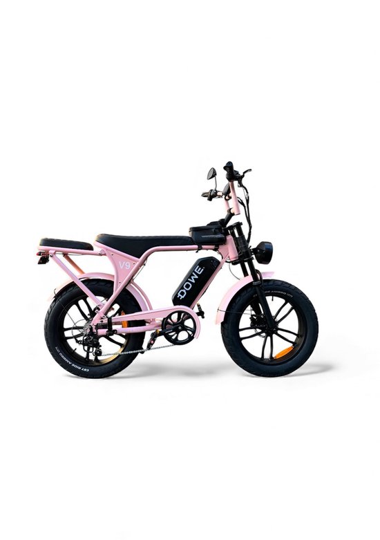 Dowe V9 Elektrische Fatbike Roze 250W 25 km/u 17,5Ah Accu NFC 20″ Banden Hydraulische Remmen Rijklaar