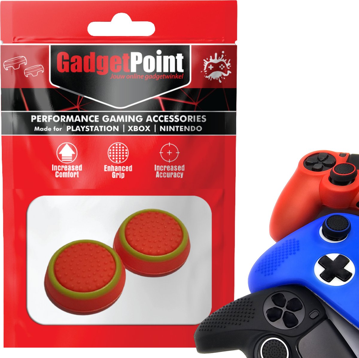 Bol.com Gadgetpoint - Thumb Grips voor PlayStation, PS5, Xbox X/S, One & Switch Pro Controller - Gaming Thumbgrips - Performance... aanbieding