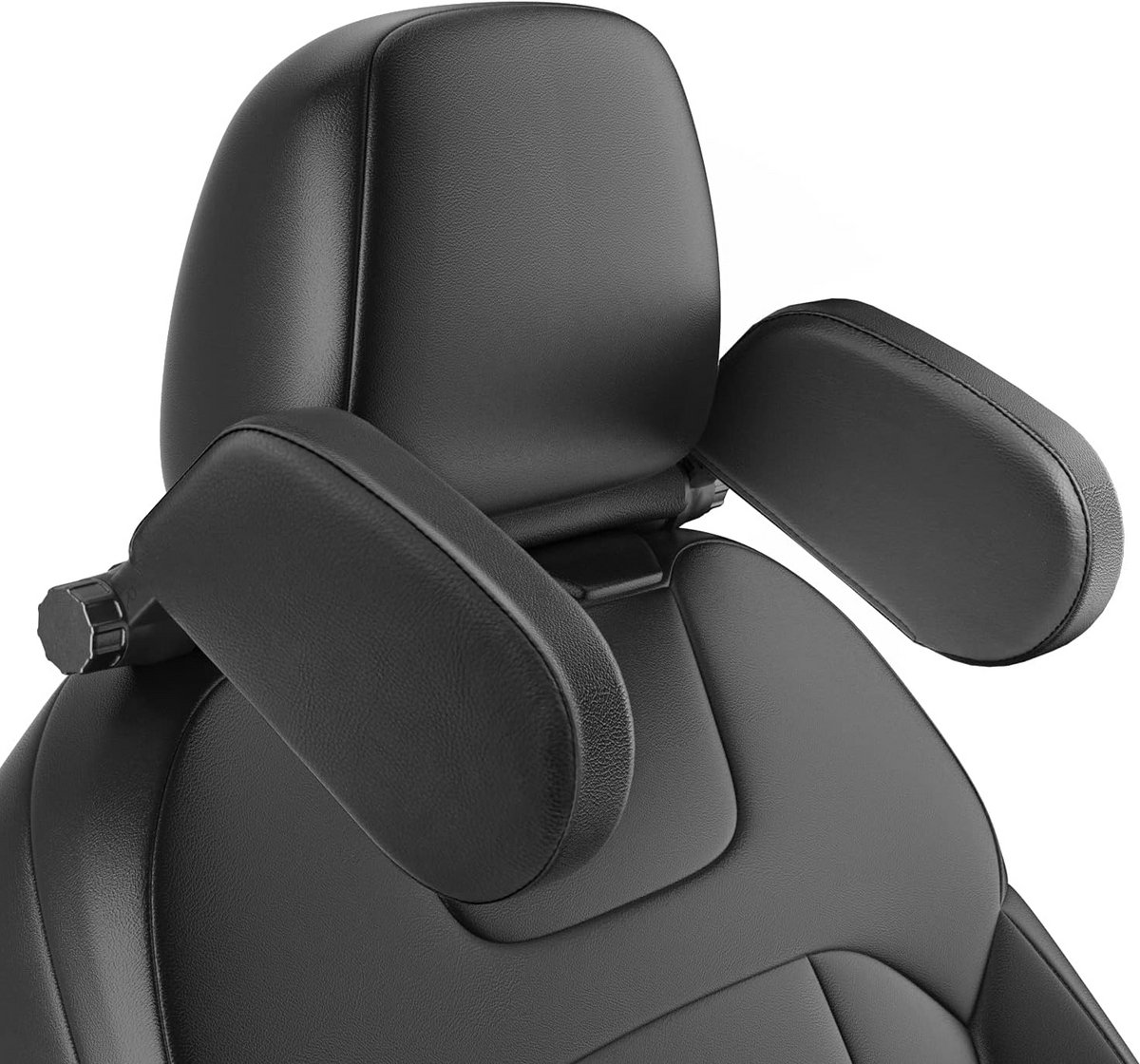 Verstelbare Hoofdsteunkussen voor Auto - Comfortabele Slaaphoofdsteun voor Kinderen en Volwassenen - Zwart