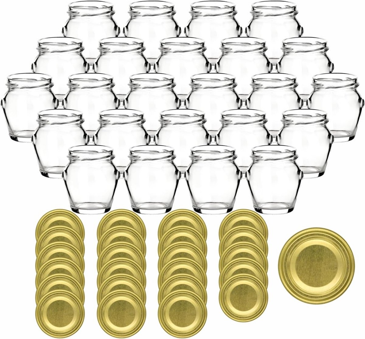 Set van 24 Inmaakpotten 105 ml met Draaisluiting - Gouden Bewaarpotten voor Jam