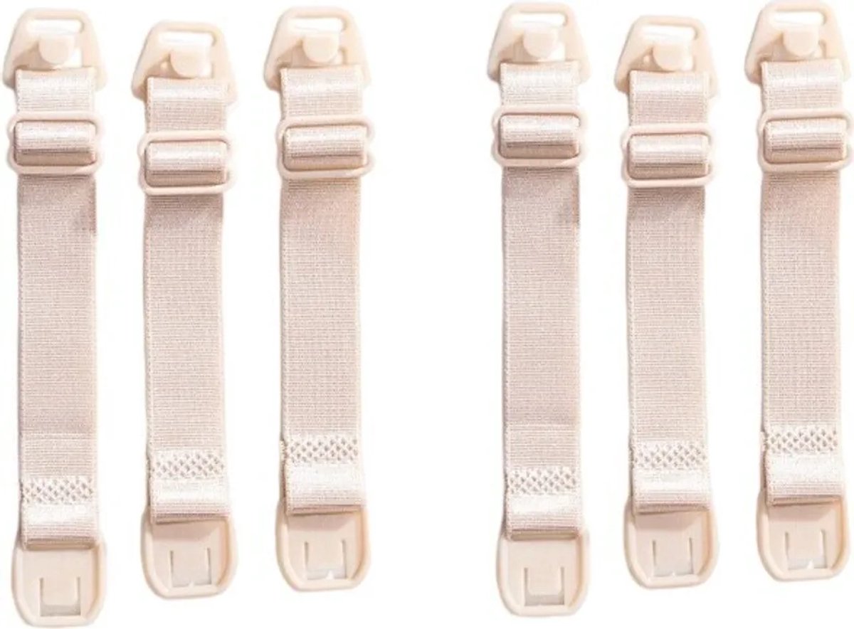 Verstelbare voedingsbeha-bandjes, 6-pack, beige