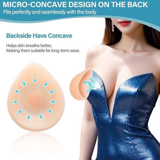 1 Paar Crossdresser Transgender Zelfklevende Siliconen Borstprothesen Nep Borsten Traanvormige Mastectomie Prothese Beha Enhancers Inserts,Nude,C Cup (800g/Pair