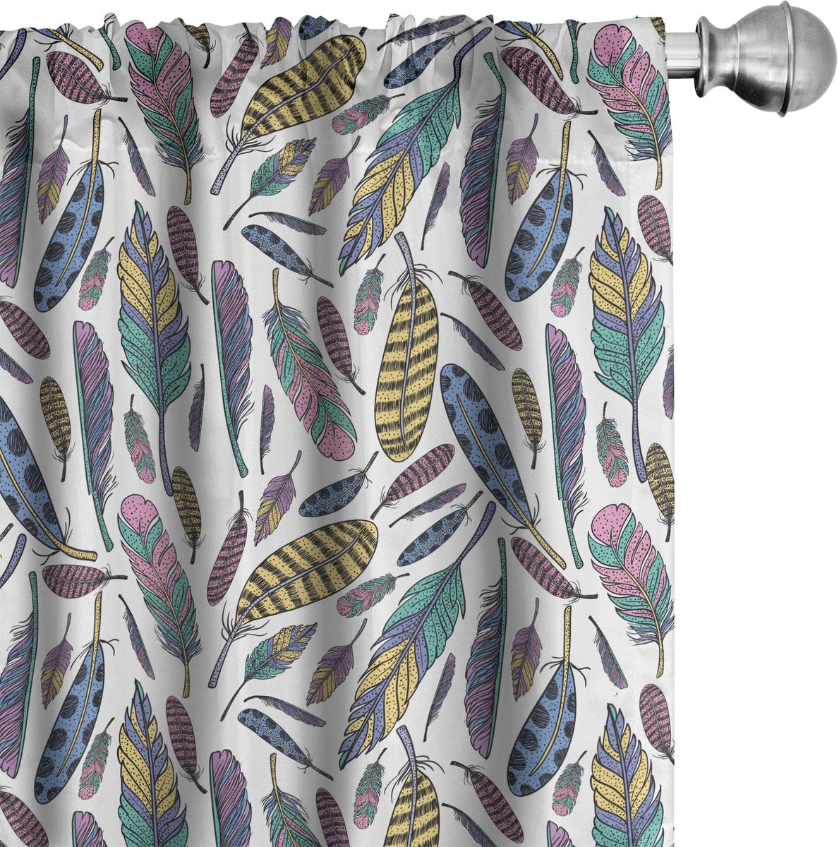ABAKUHAUS Boho Gordijnen – 2x75x175 cm – microvezel – veelkleurig Mehrfarbig
