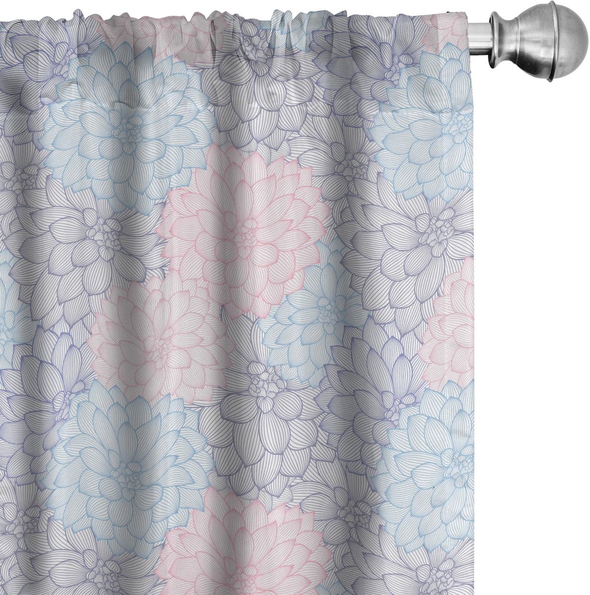ABAKUHAUS Dahlie Voorhangen – 2-delige set 75x175 cm – microvezel – zeegroen roze taupe