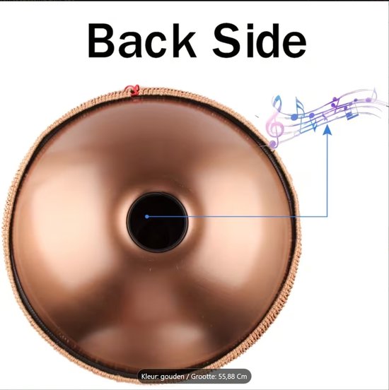 Professionele Handpan 22 Inch (55,88 cm) - Gouden Handpan Drum met Draagtas, Standaard, Mallet, Onderhoudsolie & Doek - Meditatie, Yoga, Sound Healing en Muziek van Merkloos — afbeelding 2
