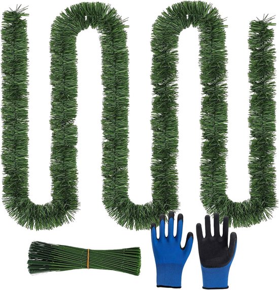 Kerstslingers -set 2x st -kralenslinger en folieslinger -donkergroen - kunststof bestellen voor € 10.38 bij het