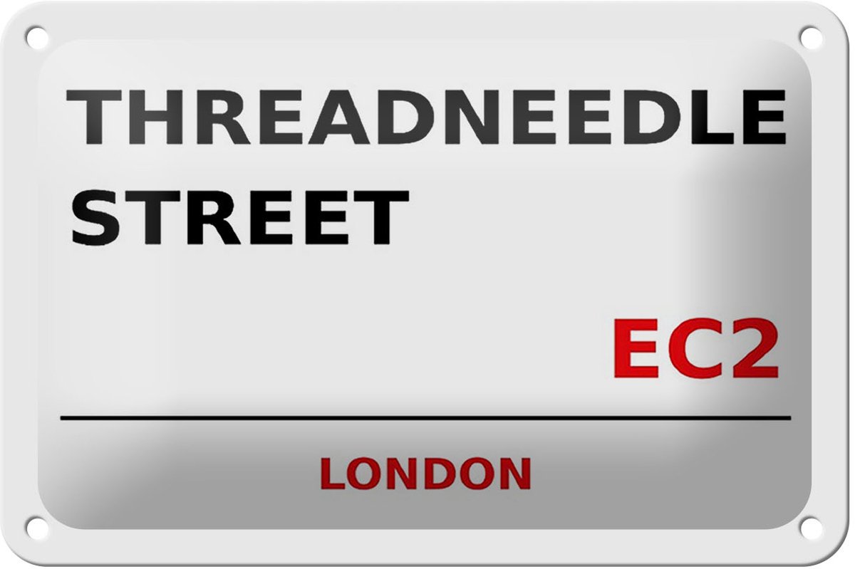 Blechschild London 18x12cm Threadneedle Street EC2